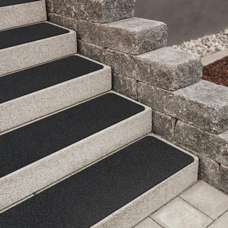 MBIGM 12-Pack 6" x 30" Pre-Cut Stair Treads, 80 Grit Non-Slip Outdoor Traction Tape, Heavy Duty Adhesive Anti-Slip Strips for Staircase & Deck Steps, Black - Image 1